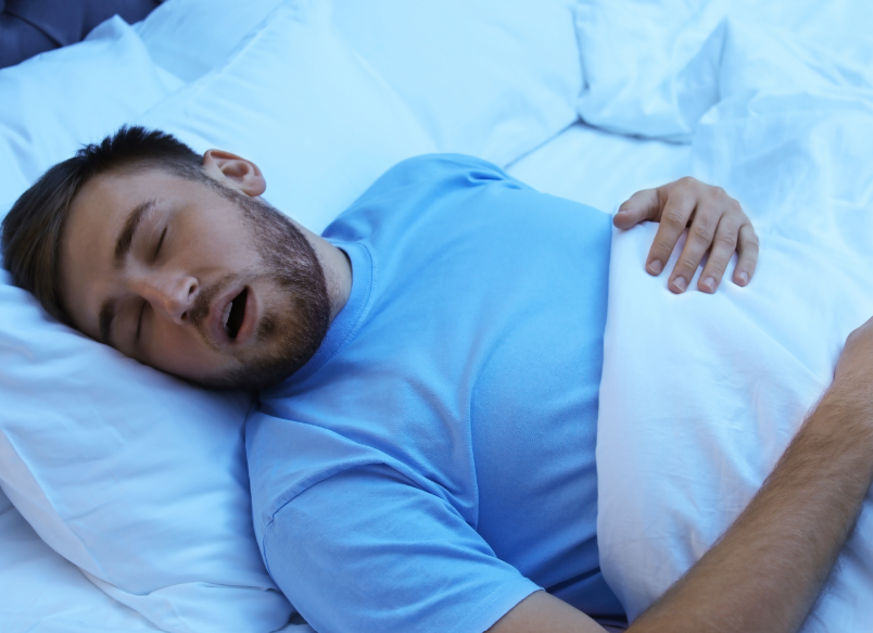 Man sleeping with mouth open, zonked